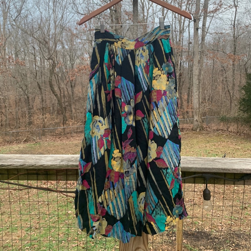 Vintage Floral Watercolor Print Skirt